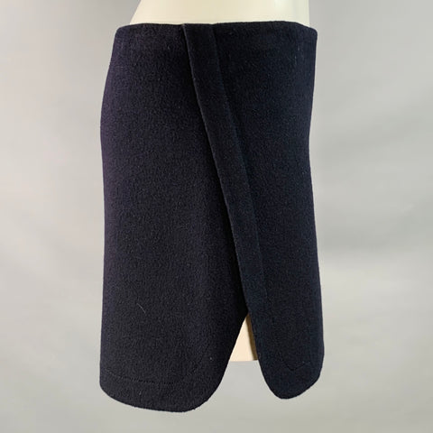 VANESSA BRUNO Size 0 Navy Wool Cashmere Blend Side Zipper Mini Skirt