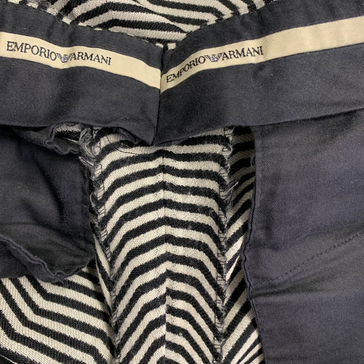 EMPORIO ARMANI Size 40 Regular Black White Chevron Virgin Wool Notch Lapel Suit