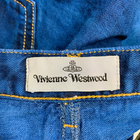 VIVIENNE WESTWOOD Size 26 Blue Denim Dyed Mini Skirt