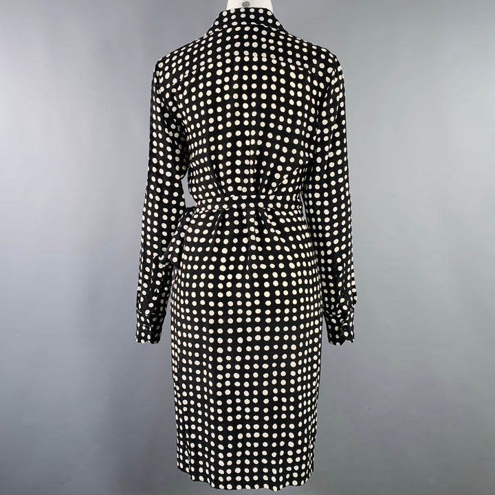 MAX MARA Size 4 Black White Silk Polka Dot Wrap Dress