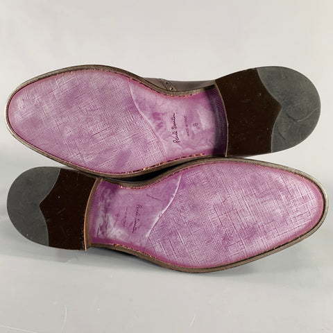 PAUL SMITH Size 9 Purple Perforated Leather Wingtip Lace-Up Shoes