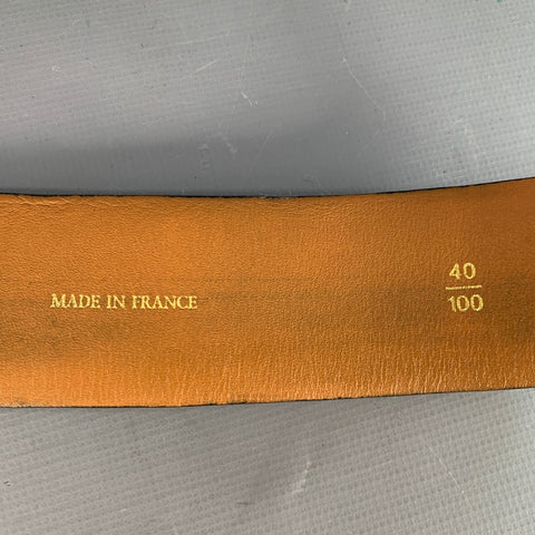 ZILLI Size 40 Black Gold Logo Leather Belt