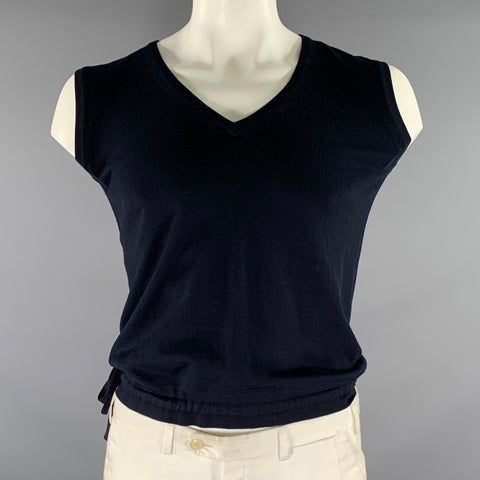 ZEGNA UNIFORM Size XL Navy Knit Wool Ribbed Vest