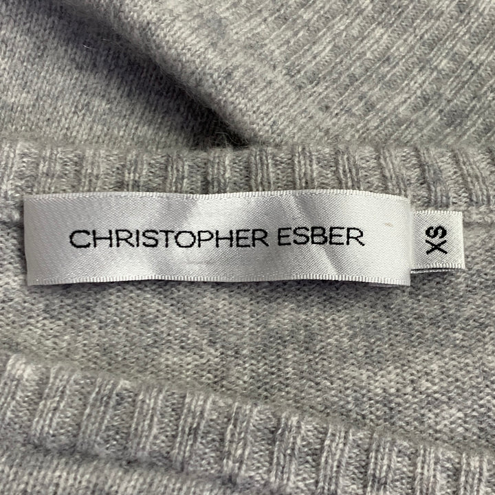 CHRISTOPHER ESBER Size XS Grey Heather Cashmere Knit Asymmetrical Casual Top