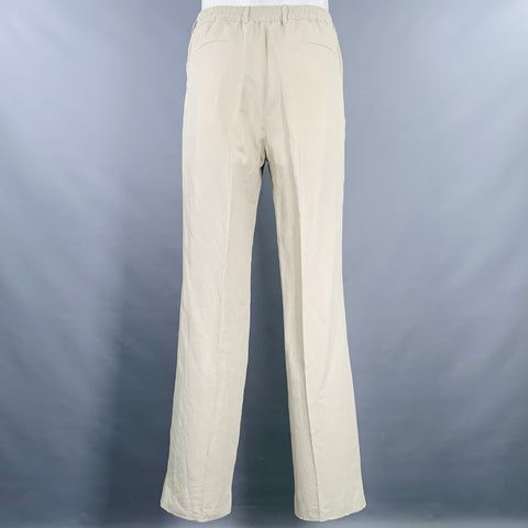 FENDI Size 36 Khaki Linen Blend Elastic Waistband Casual Pants