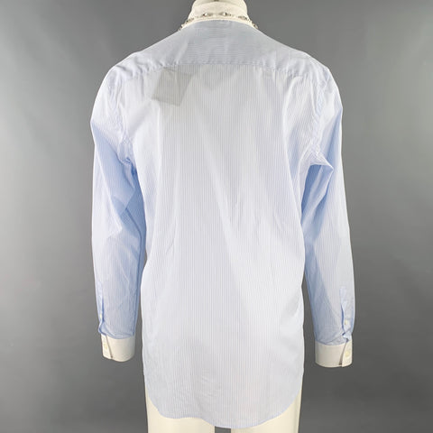 BURBERRY Size M Blue White Pinstripe Cotton Button Up Long Sleeve Shirt