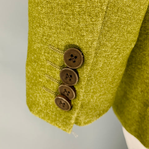 ETRO Size 44 Heather Green Wool Blend Peak Lapel Sport Coat