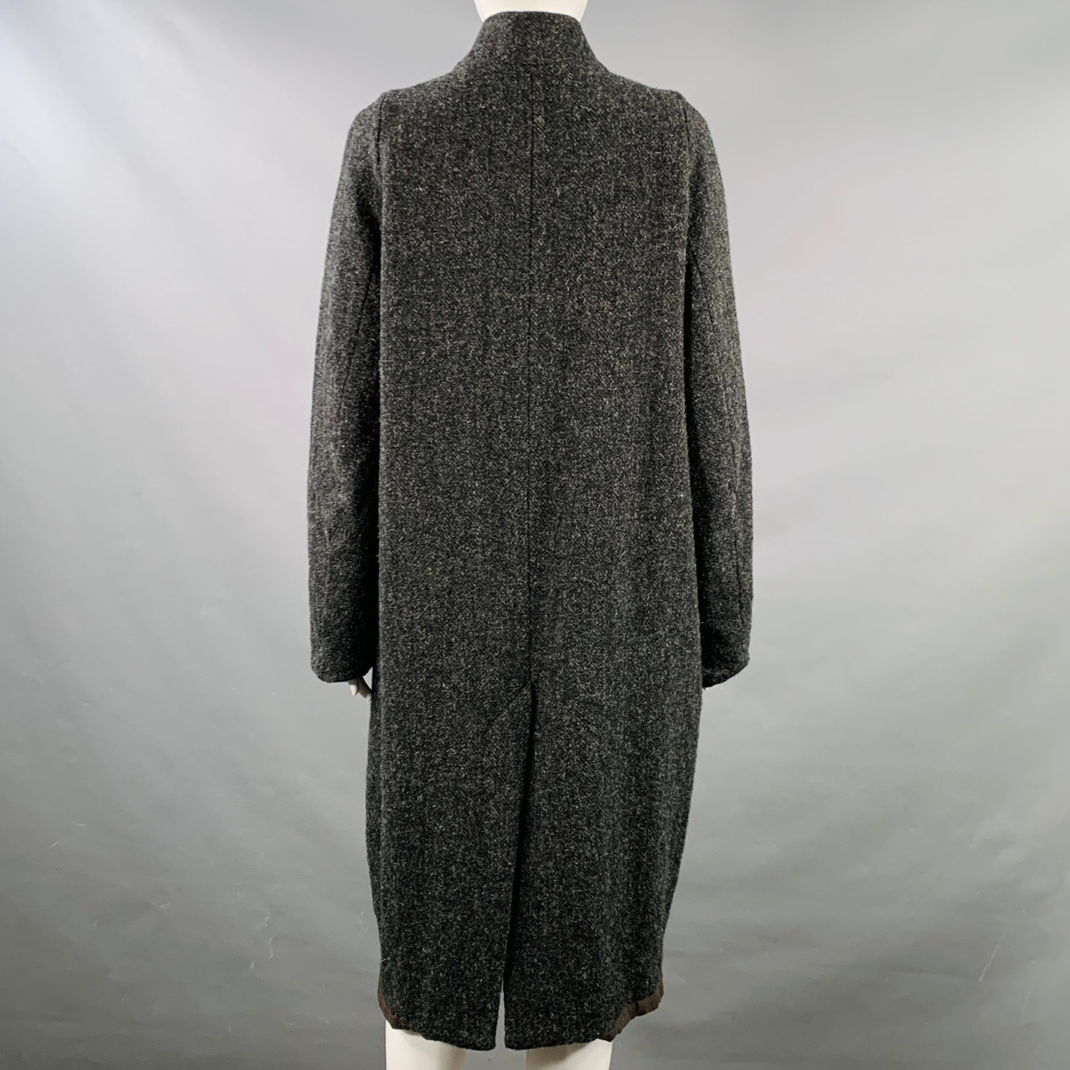 H+ HANNOH WESSEL Size XS Grey Charcoal Virgin Wool Button Up Coat