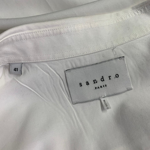 Chemise Sandro en coton blanc à manches longues et boutons cachés, taille M