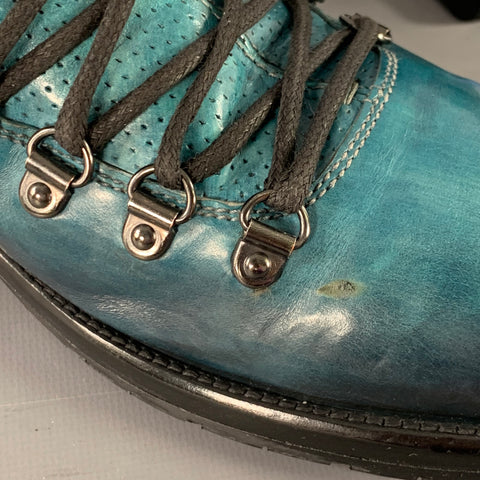 Jo GHOST Size 10 Blue Black Perforated Leather Lace-Up Boots