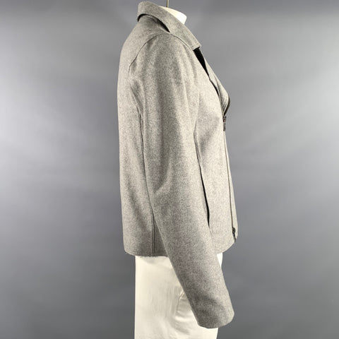 EMPORIO ARMANI Size L Grey Textured Wool Moto Jacket