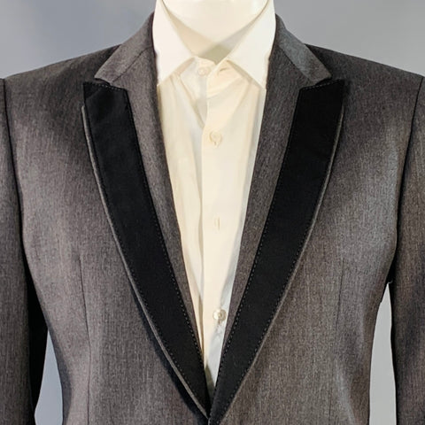 VIKTOR & ROLF Size 42 Regular Black Charcoal Wool Peak Lapel Sport Coat