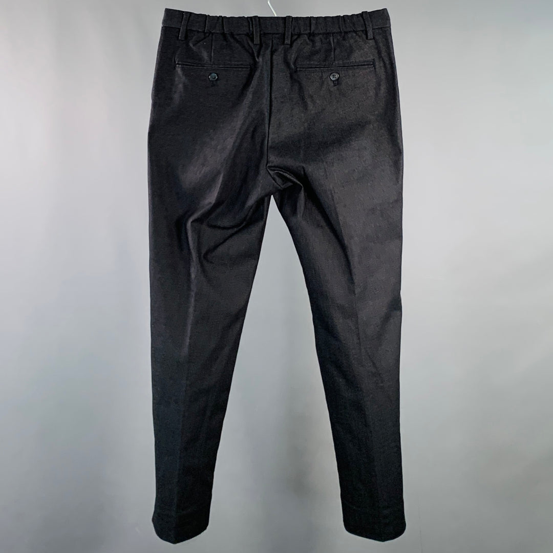 GLOBAL WORK Size L Indigo Twill Cotton Blend Drawstring Casual Pants