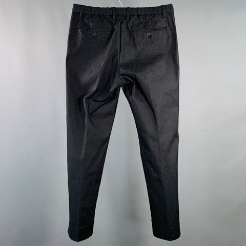 GLOBAL WORK Size L Indigo Twill Cotton Blend Drawstring Casual Pants