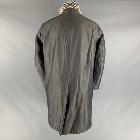 BURBERRY LONDON Size S Grey Solid Cotton Hidden Placket Coat