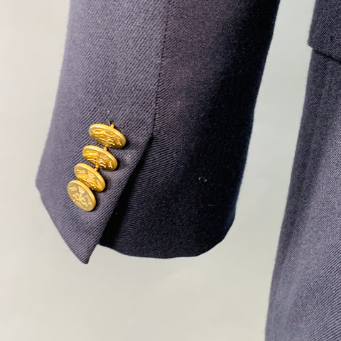 RALPH LAUREN Size 38 Regular Navy Cashmere Double Breasted Sport Coat