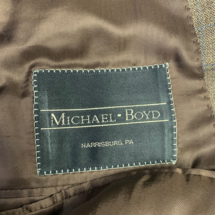 CANALI Size 40 Brown Blue Window Pane Wool Single Breasted Sport Coat