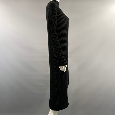 ISSEY MIYAKE Size 4 Black Polyester Cotton Waffle Midi Below Knee Dress