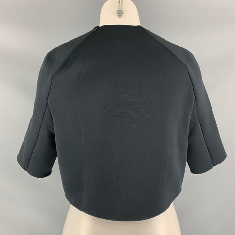 3.1 PHILLIP LIM Size 0 Black Polyester Rhinestones Short Sleeve Dress Top