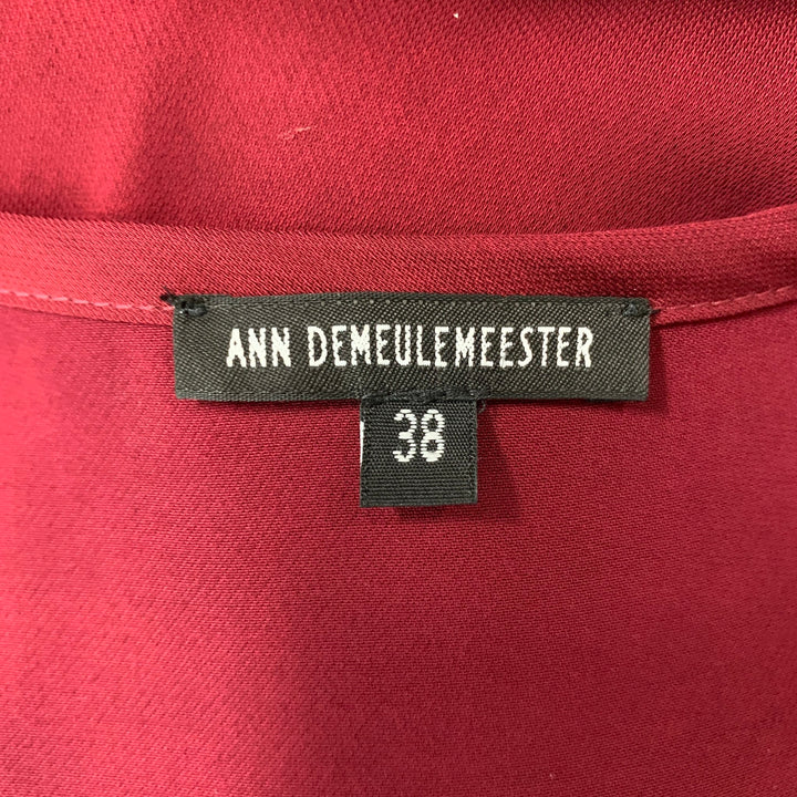 ANN DEMEULEMEESTER Size 4 Burgundy Rayon Solid Shift Dress