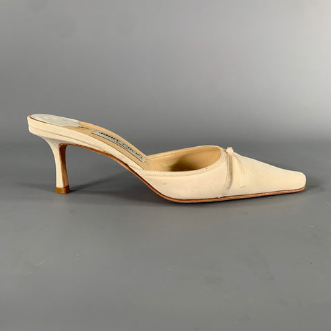 JIMMY CHOO Size 8 Cream Silk Mules Pumps