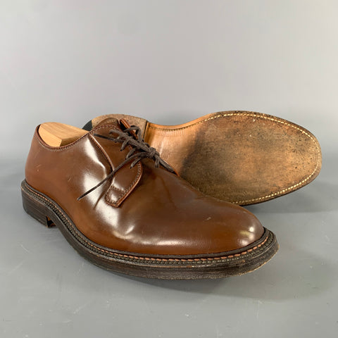 ALDEN Size 8.5 Camel Leather Derby Lace Up Shoes