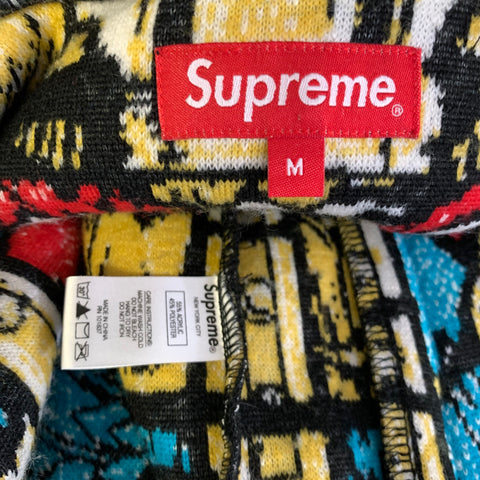 SUPREME SS2021 Size M Black Multi Color Abstrack floral Acrylic & Polyester Sherpa Coat