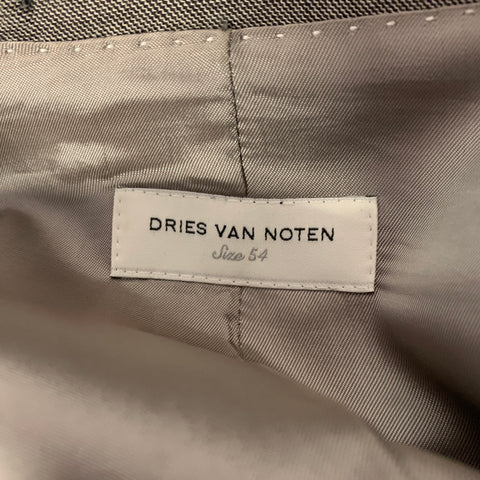 DRIES VAN NOTEN Size 44 Grey Black Heather Wool Blend Notch Lapel Suit