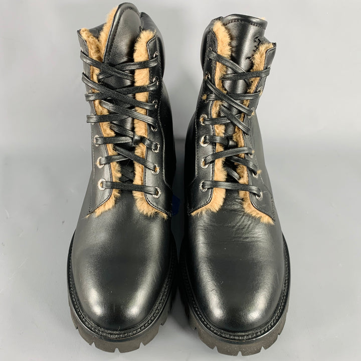 JOHN GALLIANO Size 10 Black Leather Lace-Up Boots