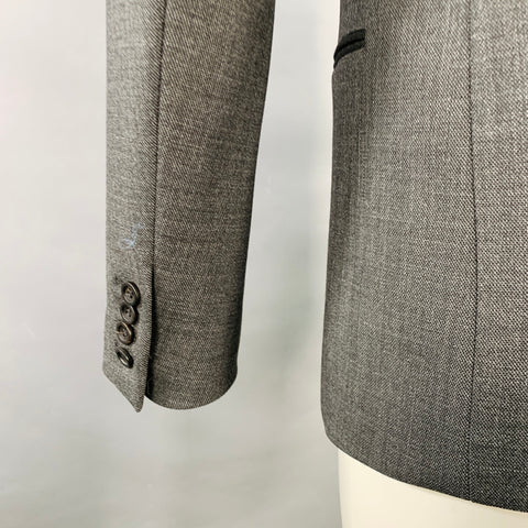 DIRK BIKKEMBERGS Size 36 Grey Black Polyester Wool Peak Lapel Sport Coat