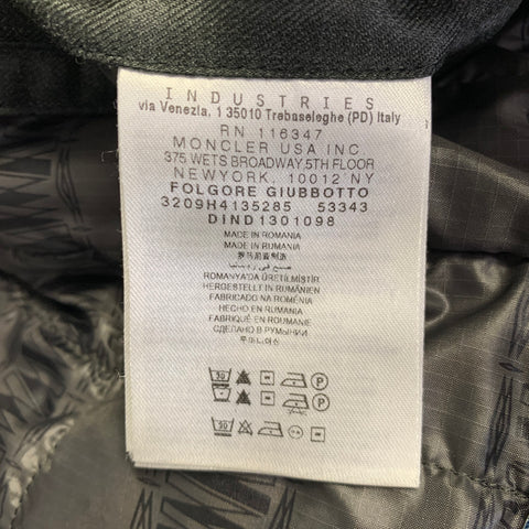 MONCLER Size L Folgore Black Charcoal Color Block Polyester Padded Jacket