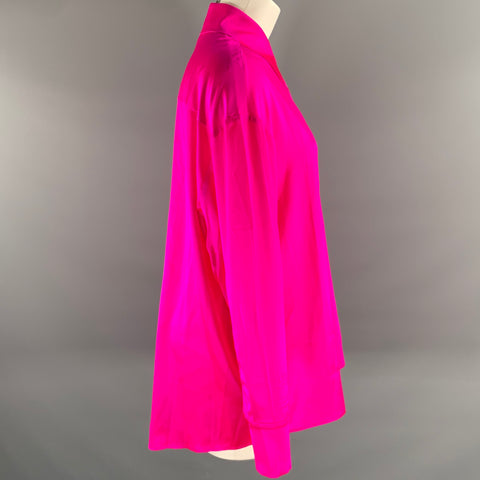 RETROFETE Size XS Pink Fuchsia Silk Spandex Button Up Shirt