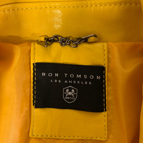 RON TOMSON Size 36 Yellow Leather Moto Racer Jacket