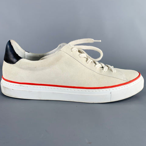 G. BROWN Size 10.5 Beige White Red Suede Lace-Up Sneakers