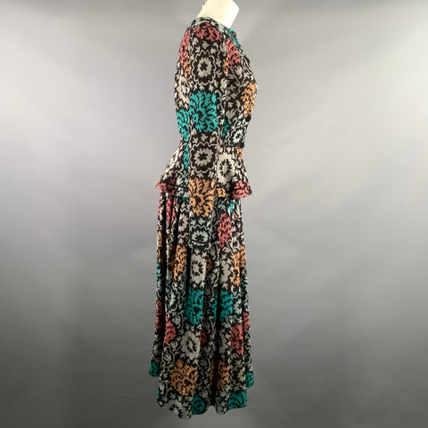 MISSONI Size S Grey Teal Wool Blend Floral Mid Calf Set