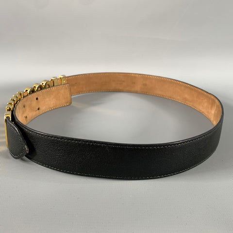 MOSCHINO Waist Size 32 Black Gold Leather Belt