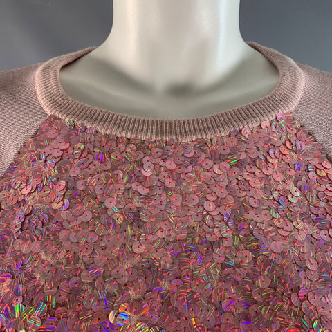 MARC by MARC JACOBS Size M Pink Cotton Sequined Raglan Sleeve Sweater