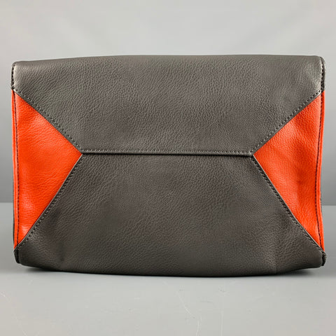 R+J Grey Orange Color Block Clutch Handbag