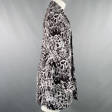 COMME des GARCONS 2019 Size M Black White Print Polyester Coat