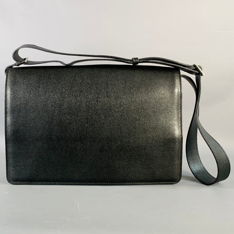 BARNEY'S NEW YORK Black Saffiano Leather Messenger Bag