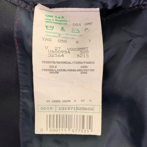 VALENTINO Size 40 Black Navy Textured Silk Peak Lapel Tuxedo Jacket