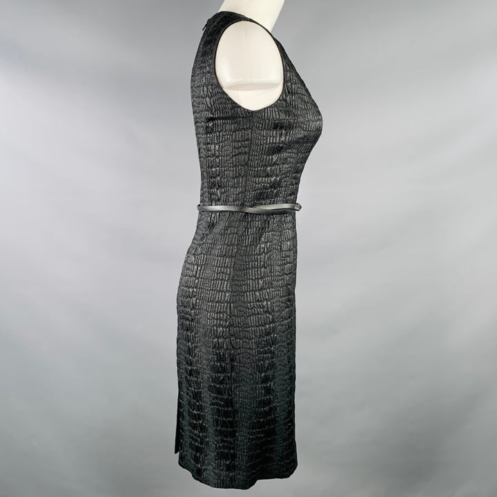 ELIE TAHARI Size 2 Black Polyester Blend Sleeveless Midi Dress