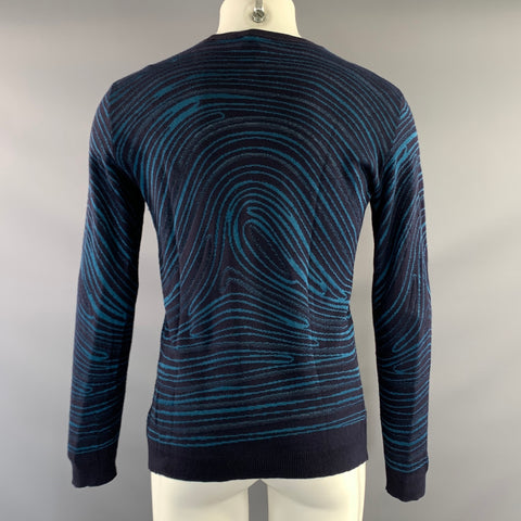 EMPORIO ARMANI Size 36 Navy Blue Abstract  Knit Pullover