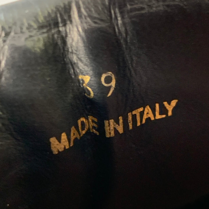 ALAIA Size 9 Black White Perforated Patent Leather Sneakers