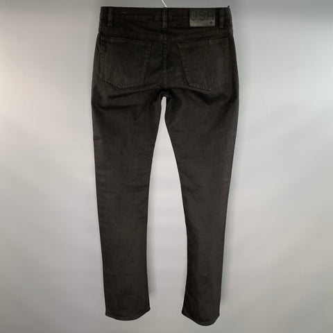 JOHN VARVATOS U.S.A. Size 32 Black Patch Cotton Blend Button Fly Jeans