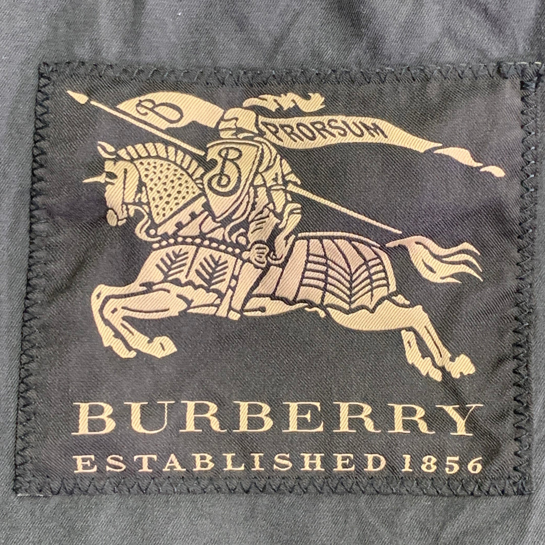 BURBERRY PRORSUM Size 42 Grey Charcoal Twill Cotton Single Breasted Coat