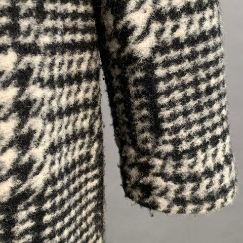 NANETTE LEPORE Size M Grey Black Wool Blend Houndstooth Collarless Coat