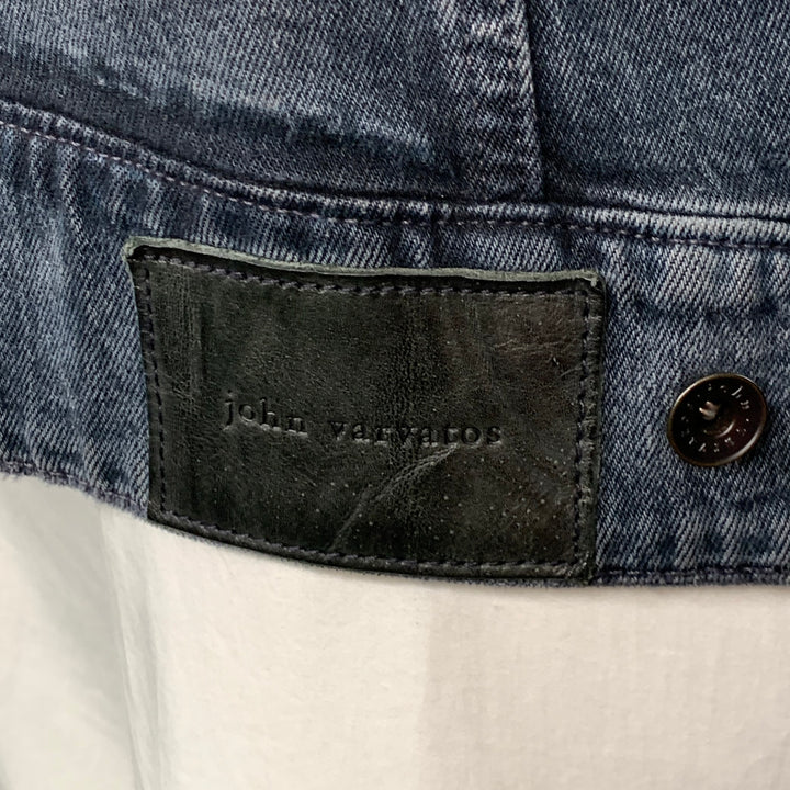 JOHN VARVATOS Size XL Blue Grey Cotton Blend Denim Twill Patch Pockets Jacket