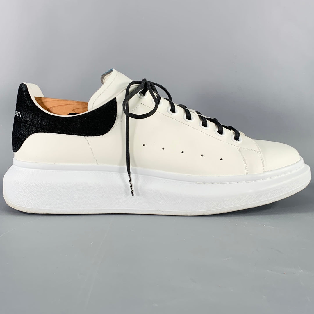 ALEXANDER MCQUEEN Size 10 White Black Leather Sneakers