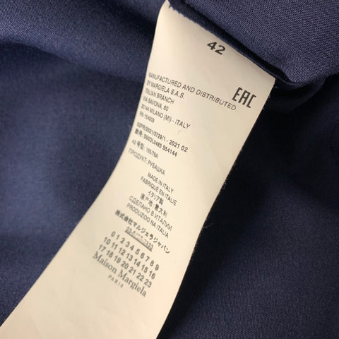 MAISON MARGIELA SS2021 Size L Navy Viscose Button Up Short Sleeve Shirt